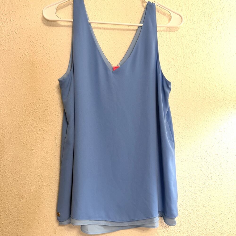 Lilly Pulitzer REVERSIBLE Blue/Sky Blue Camisole V-Neck Tank Top Women’s Small S